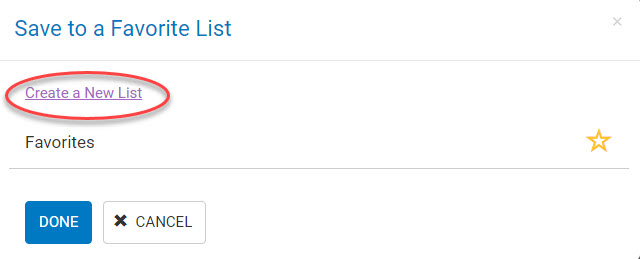 Example of creating a new list from a detail page